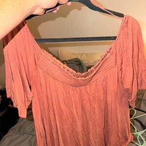 American Eagle Outfitters Terracotta Off-Shoulder Blouse